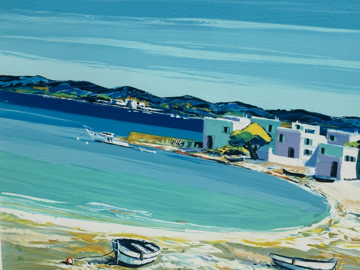 Painting Signed Kerfily – Mediterranean Bay, Silkscreen Artist's Proof -photo-4