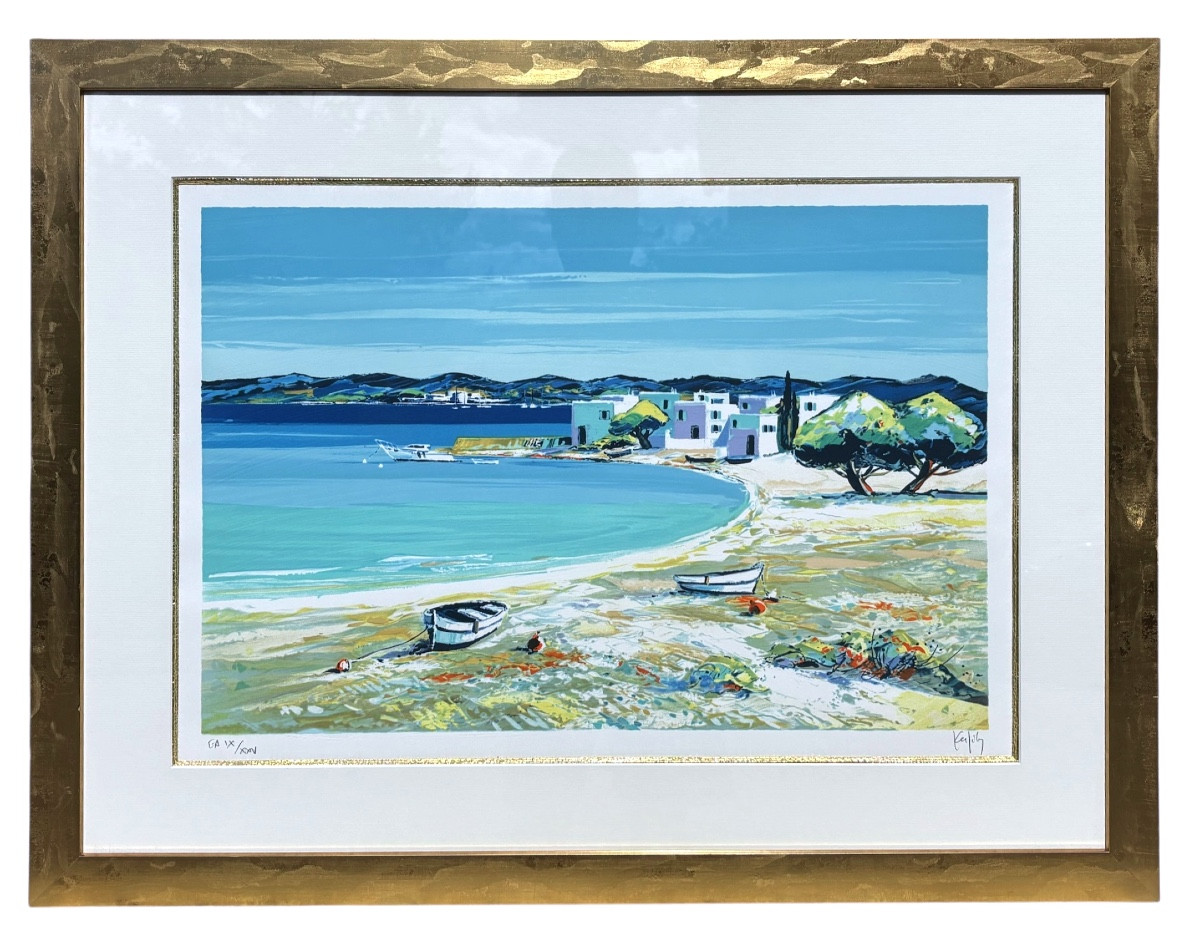 Painting Signed Kerfily – Mediterranean Bay, Silkscreen Artist's Proof 