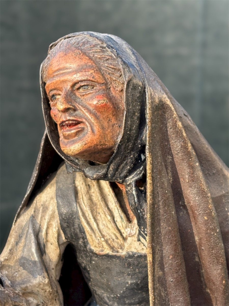 Couple de Mendiants Napolitains – Terre Cuite et Toile Cirée – Début XIXᵉ Siècle-photo-3