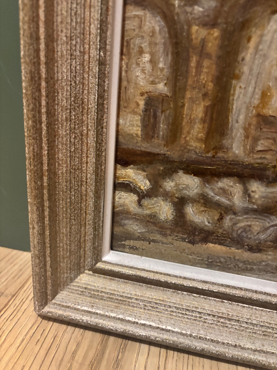 M. Bonnafous – “L’abbatiale de Saint-Papoul” – 1968 Peinture sur panneau-photo-2