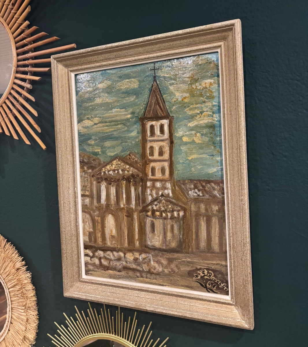 M. Bonnafous – “L’abbatiale de Saint-Papoul” – 1968 Peinture sur panneau-photo-4