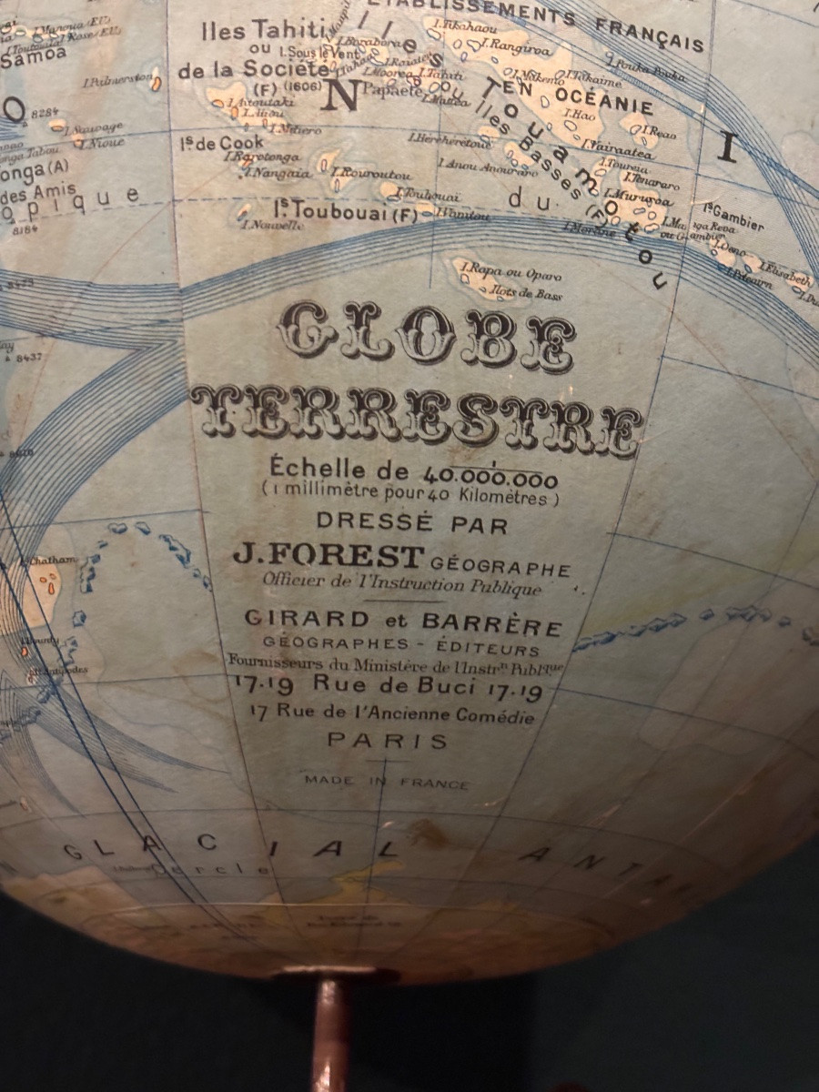 J. Forest Terrestrial Globe – Circa 1900 – Large Model On A Sculpted Cast Iron Base-photo-5