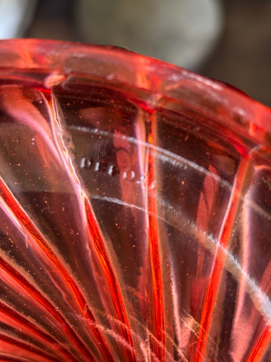 Baccarat Twisted Red Crystal Lamp - Early 20th Century - Signed-photo-6