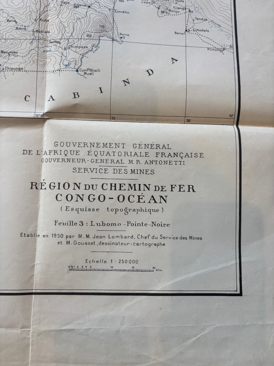 Ensemble complet de 3 cartes topographiques du Chemin de fer Congo-Océan – A.E.F. – 1929-1932-photo-3