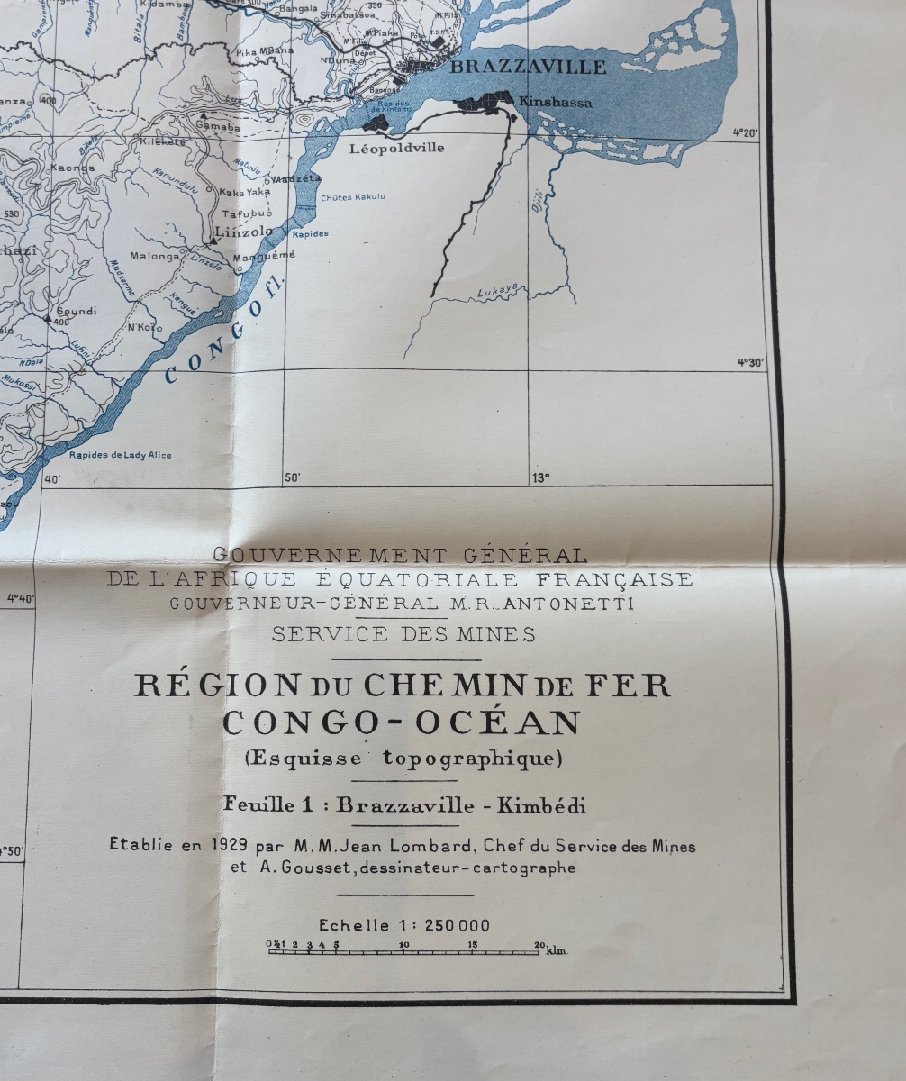 Ensemble complet de 3 cartes topographiques du Chemin de fer Congo-Océan – A.E.F. – 1929-1932-photo-4