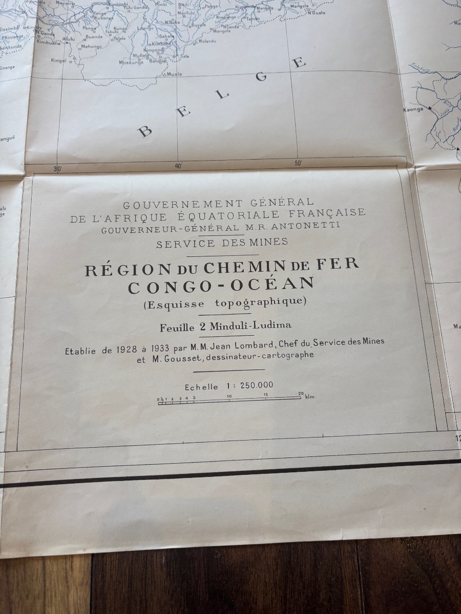 Ensemble complet de 3 cartes topographiques du Chemin de fer Congo-Océan – A.E.F. – 1929-1932-photo-5