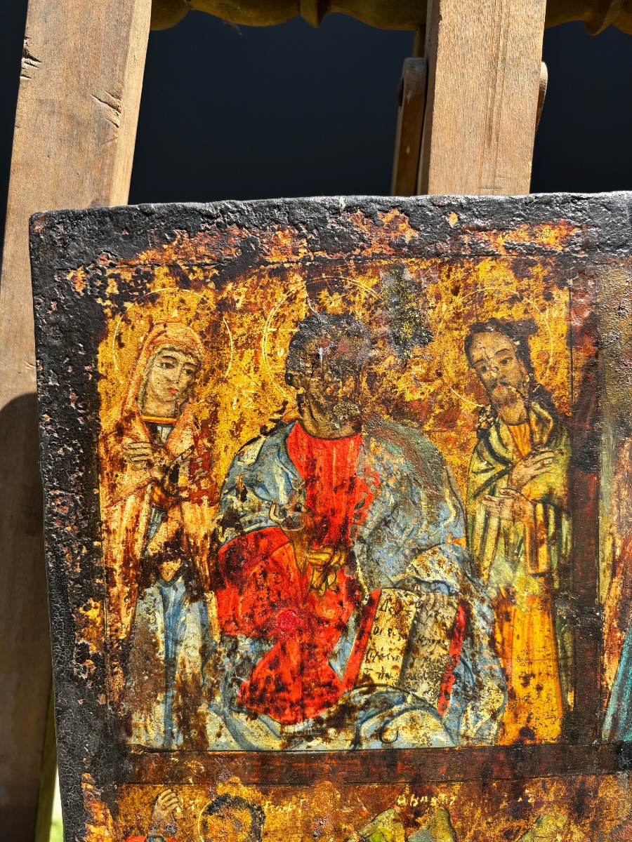 Ancient Orthodox Icon – Christ Pantocrator – 18th Century -photo-3