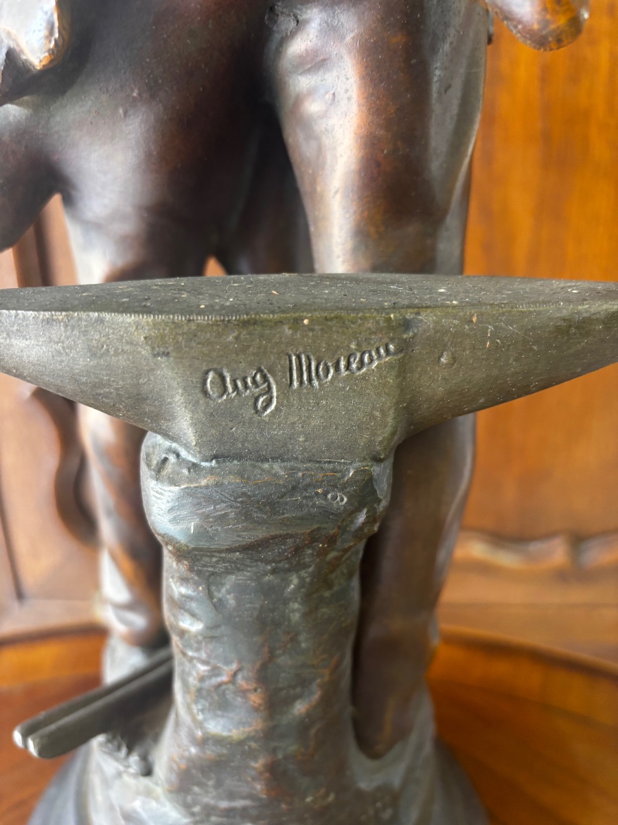 Blacksmith – Sculpture In Regulé Metal Based On A Work By Auguste Moreau, 19th Century-photo-4