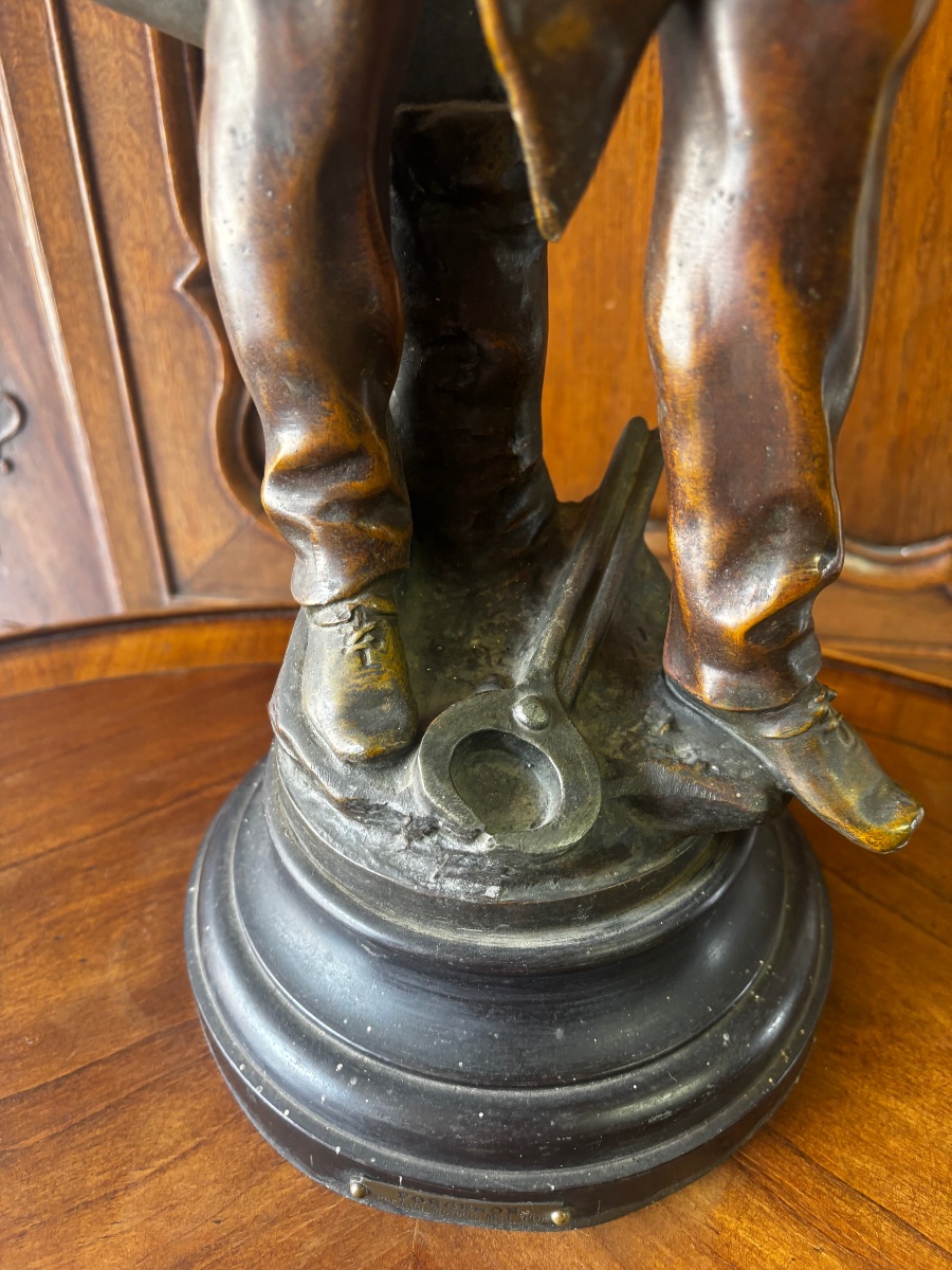 Blacksmith – Sculpture In Regulé Metal Based On A Work By Auguste Moreau, 19th Century-photo-7