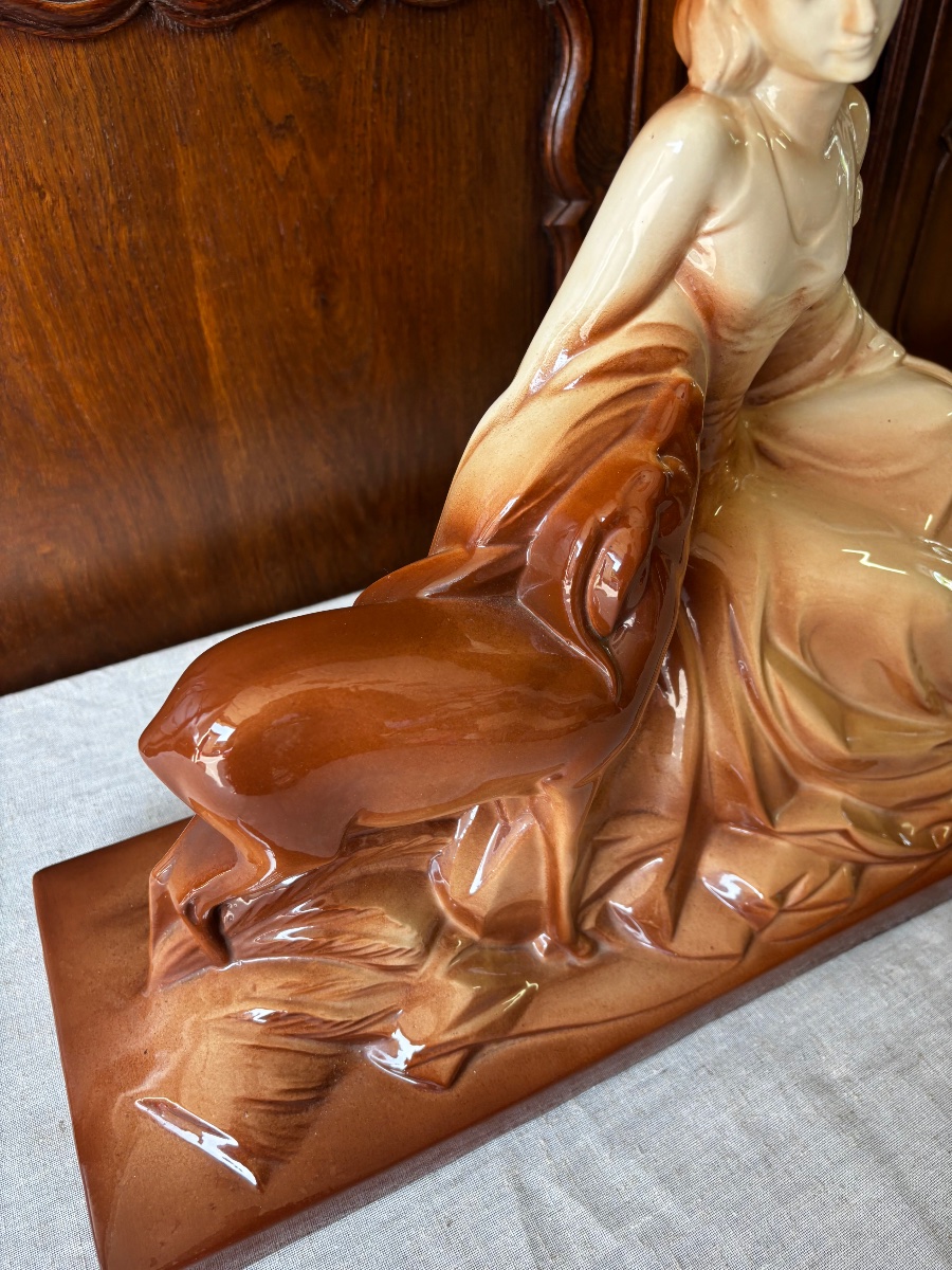 Important Art Deco Group "young Woman With A Doe" – Saint-cl-photo-4