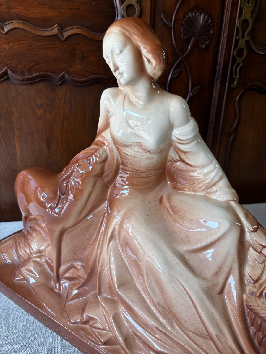 Important Art Deco Group "young Woman With A Doe" – Saint-cl-photo-1