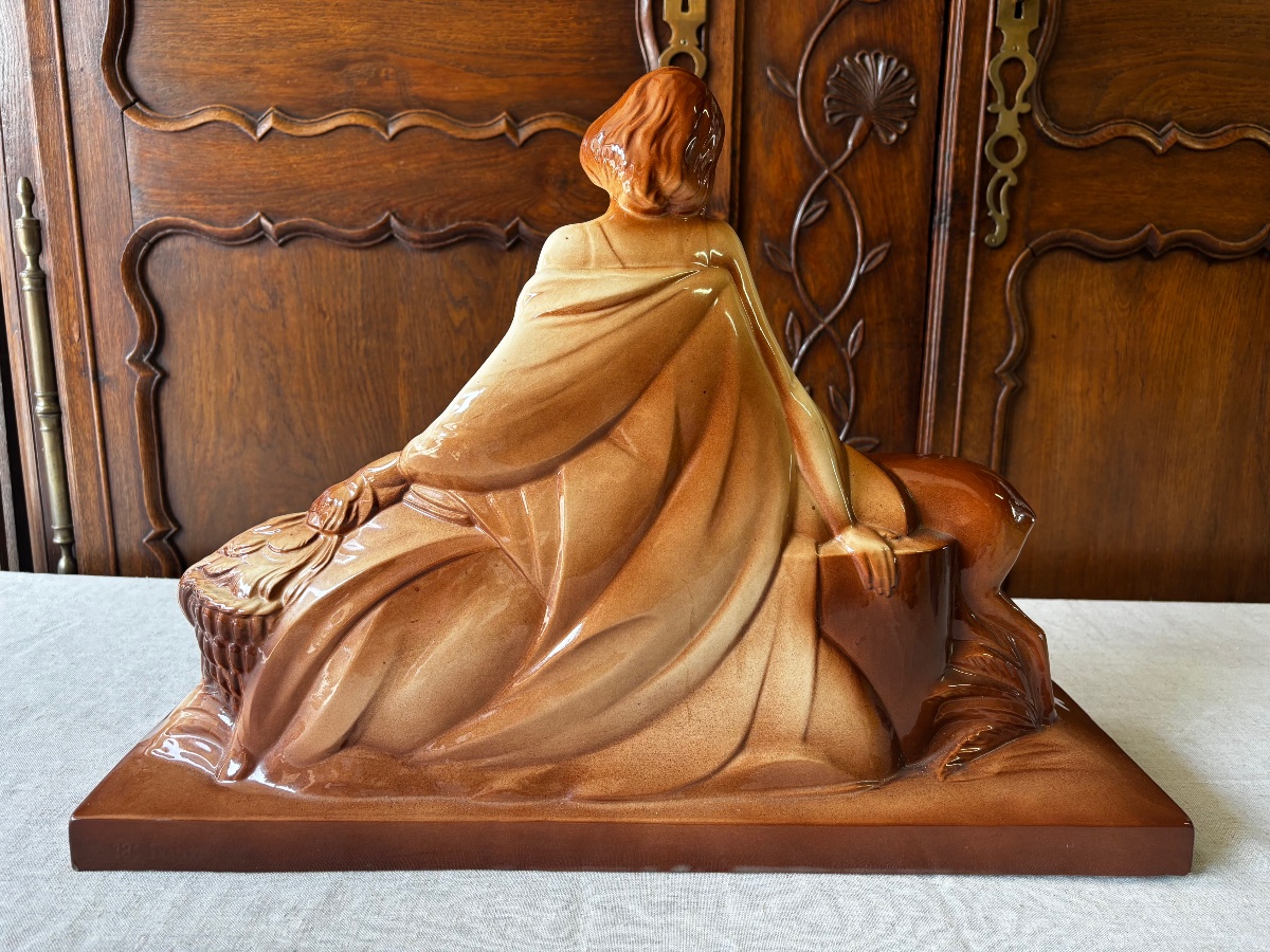 Important Art Deco Group "young Woman With A Doe" – Saint-cl-photo-2