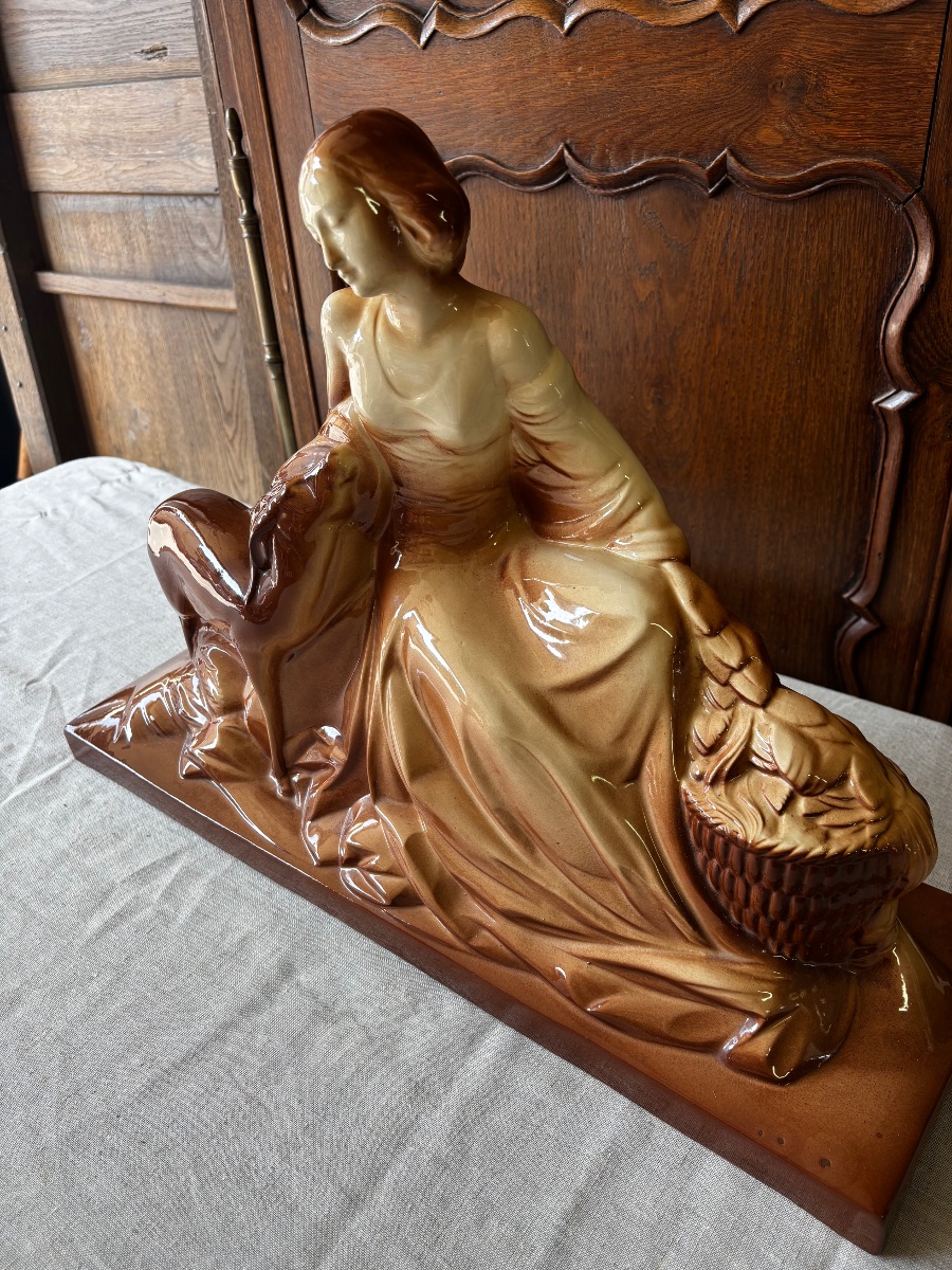Important Art Deco Group "young Woman With A Doe" – Saint-cl-photo-8