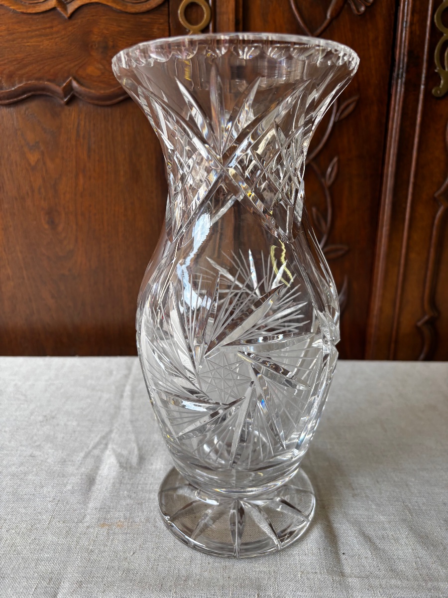 Vase en cristal taillé – Travail français, vers 1950-photo-2