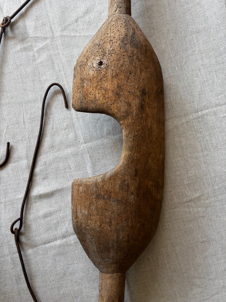 Antique Wooden And Wrought-iron Yoke For Carrying Buckets – Folk Art – 19th Century-photo-2