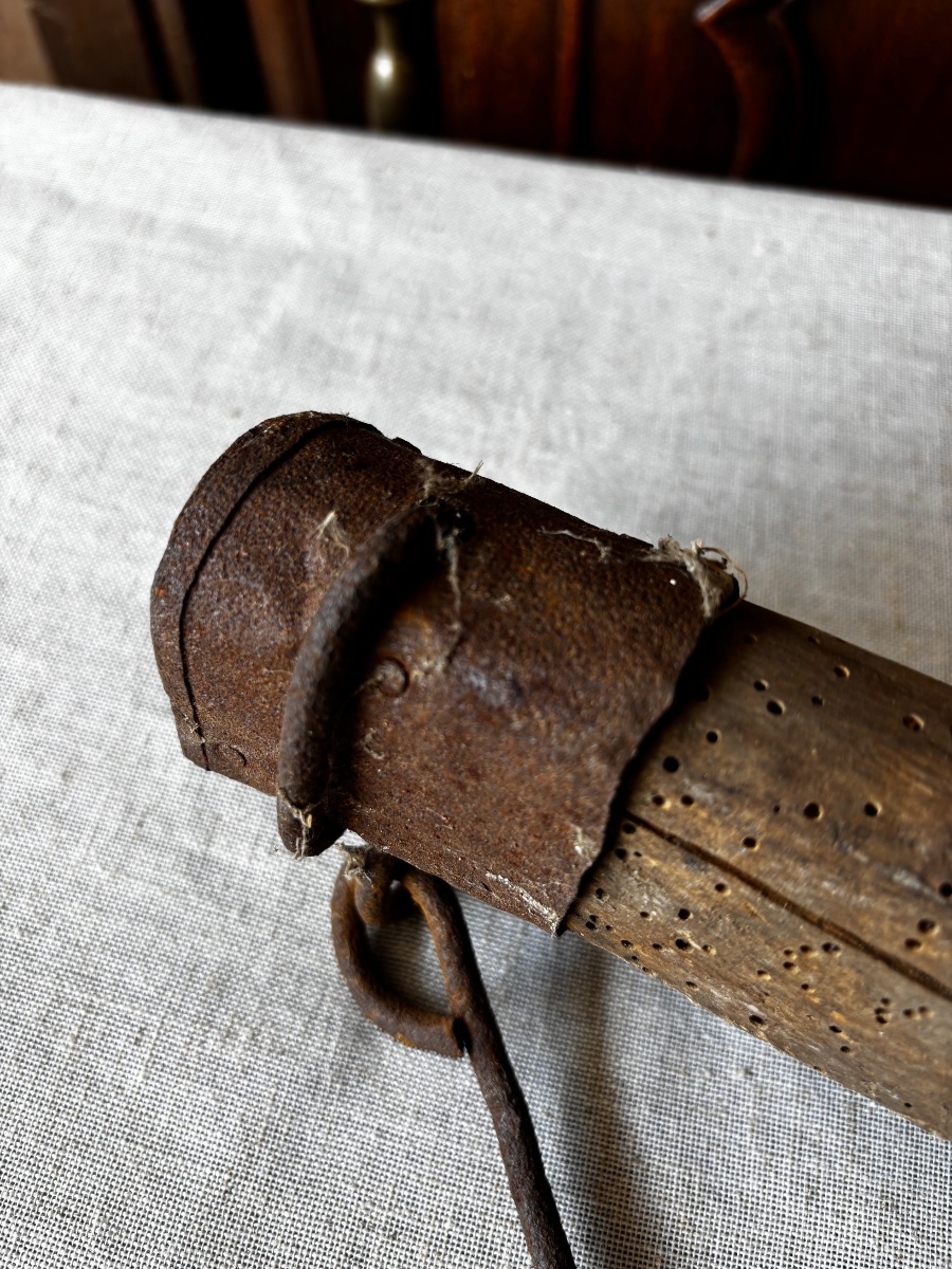 Antique Wooden And Wrought-iron Yoke For Carrying Buckets – Folk Art – 19th Century-photo-4