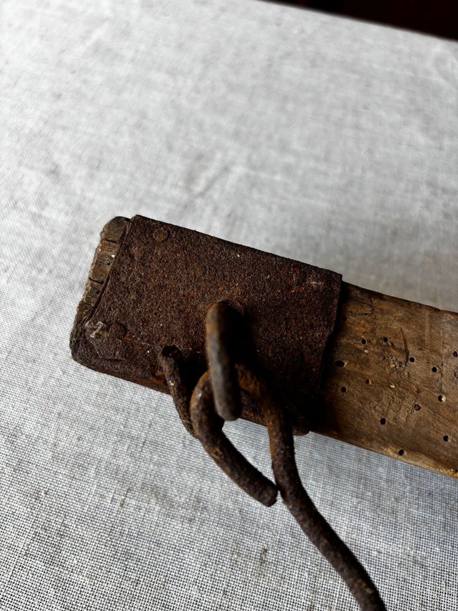Antique Wooden And Wrought-iron Yoke For Carrying Buckets – Folk Art – 19th Century-photo-2
