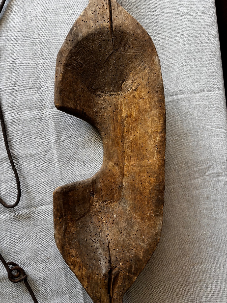 Antique Wooden And Wrought-iron Yoke For Carrying Buckets – Folk Art – 19th Century-photo-4