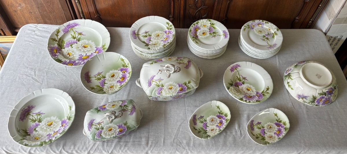 Important K&g Lunéville Earthenware Dinner Service – “les Marguerites” Design – Circa 1910-photo-2