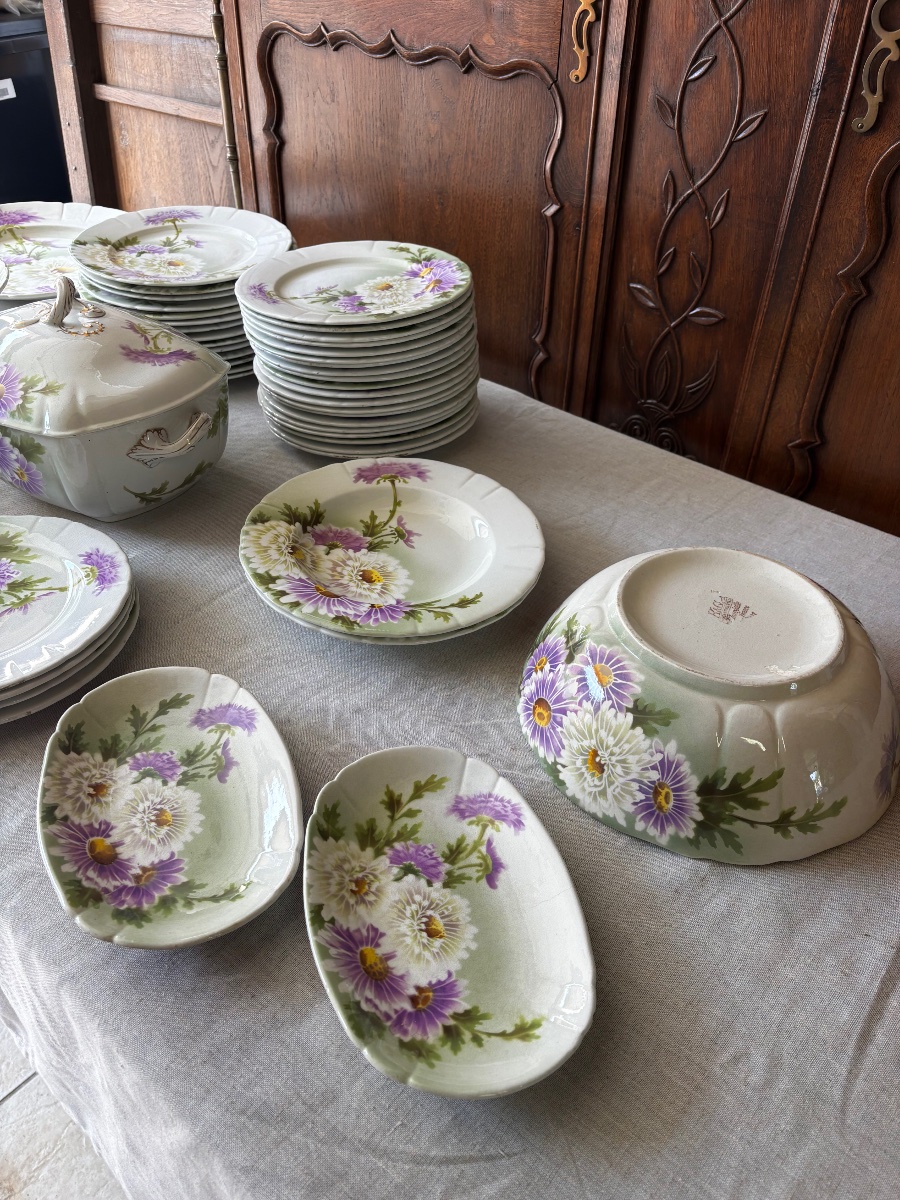 Important K&g Lunéville Earthenware Dinner Service – “les Marguerites” Design – Circa 1910-photo-3