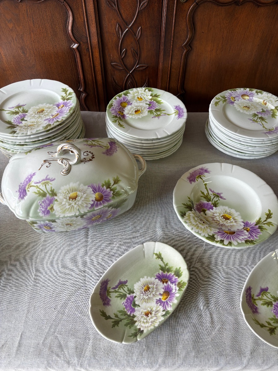 Important K&g Lunéville Earthenware Dinner Service – “les Marguerites” Design – Circa 1910-photo-4