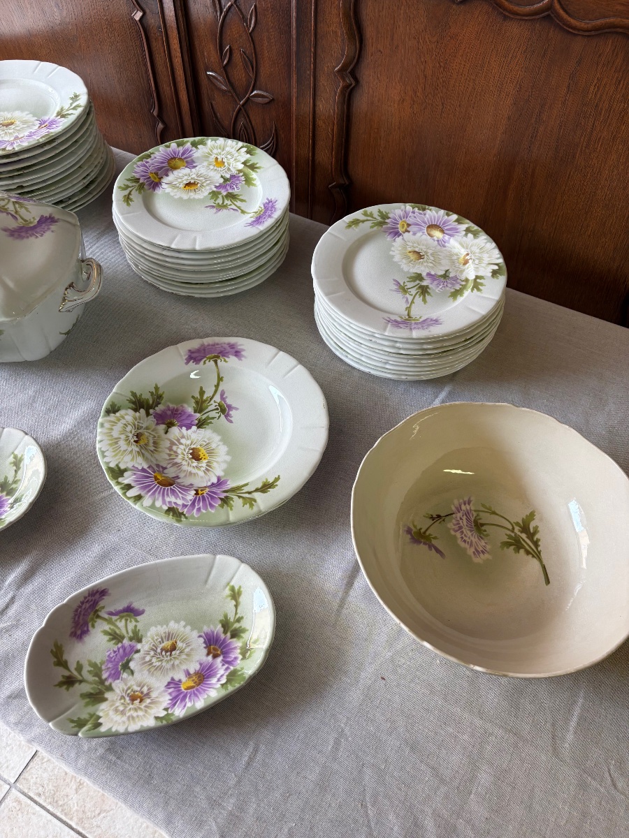 Important K&g Lunéville Earthenware Dinner Service – “les Marguerites” Design – Circa 1910-photo-1