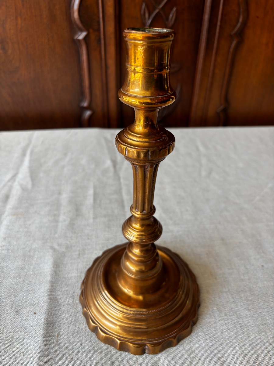 Bougeoir en bronze transition Louis XV - Louis XVI-photo-2