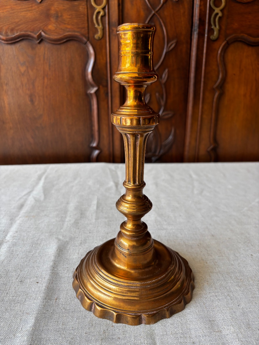 Bougeoir en bronze transition Louis XV - Louis XVI-photo-3