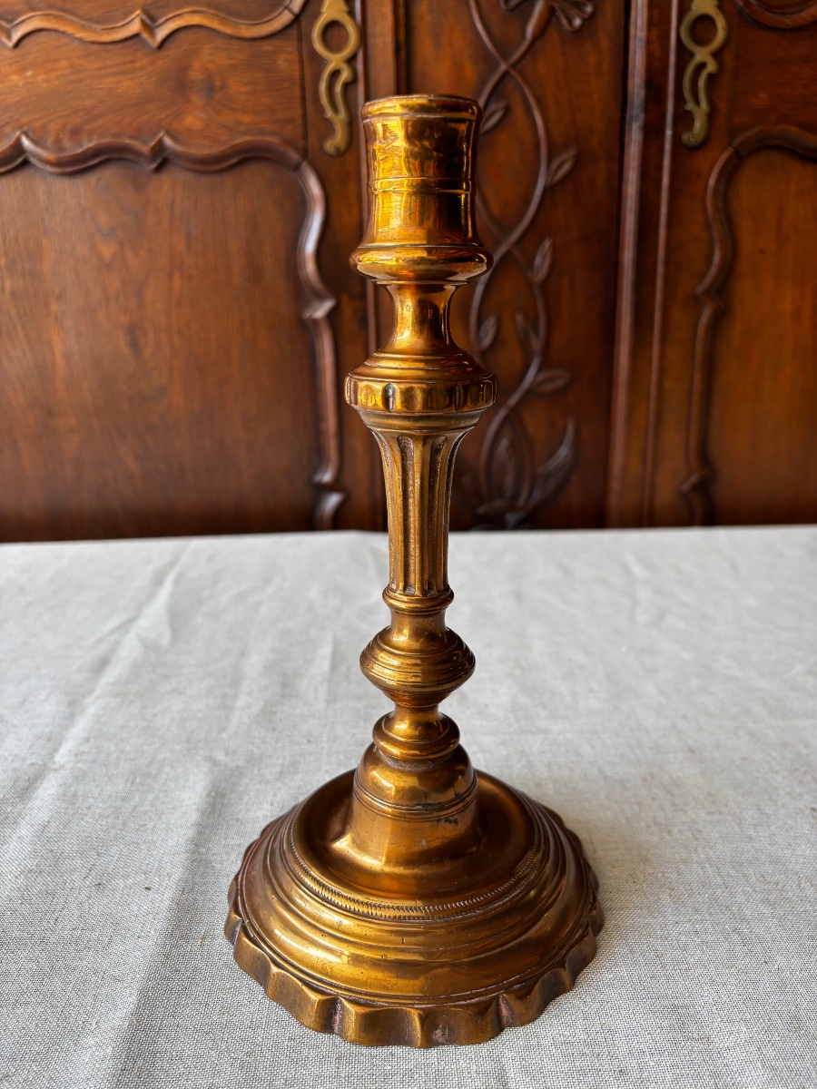 Bougeoir en bronze transition Louis XV - Louis XVI-photo-4