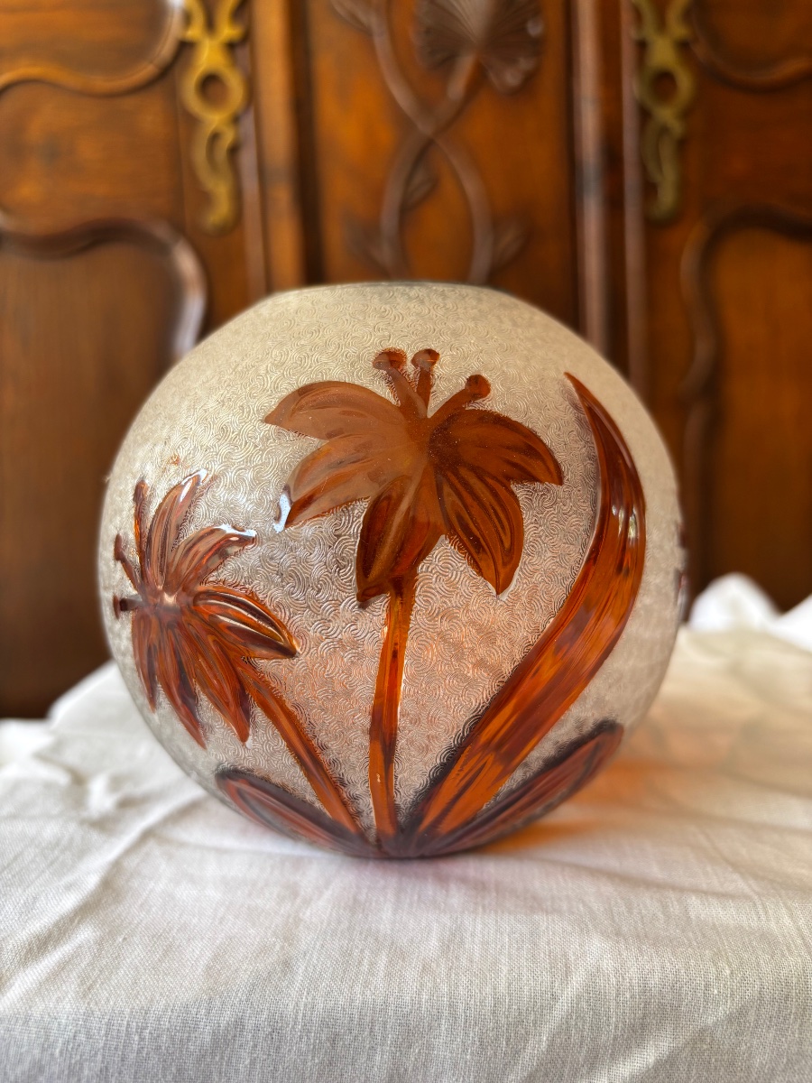 Boule de lampe à pétrole en cristal de Saint-Louis, vers 1900-photo-1