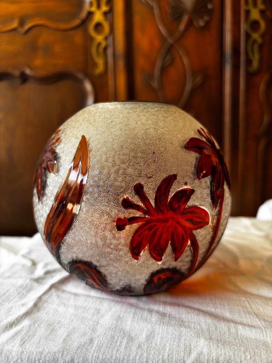 Boule de lampe à pétrole en cristal de Saint-Louis, vers 1900-photo-2