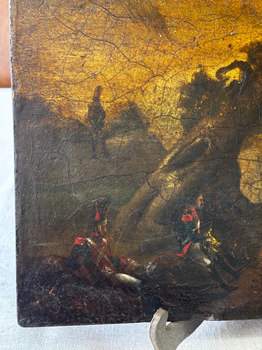 Scène de repos après un combat – Soldats de la Grande Armée de Napoléon Bonaparte – Huile -photo-2