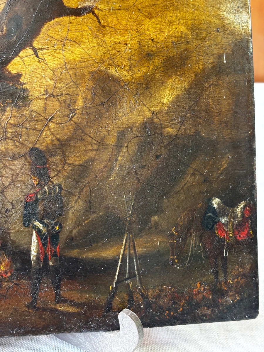 Scène de repos après un combat – Soldats de la Grande Armée de Napoléon Bonaparte – Huile -photo-3