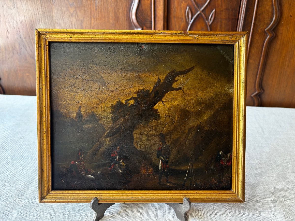 Scène de repos après un combat – Soldats de la Grande Armée de Napoléon Bonaparte – Huile -photo-2