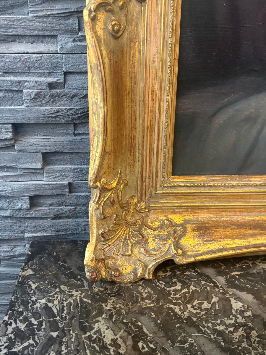 Bouquet Of Lilacs – Oil On Canvas – Large Gilded Frame – Circa 1900-photo-5
