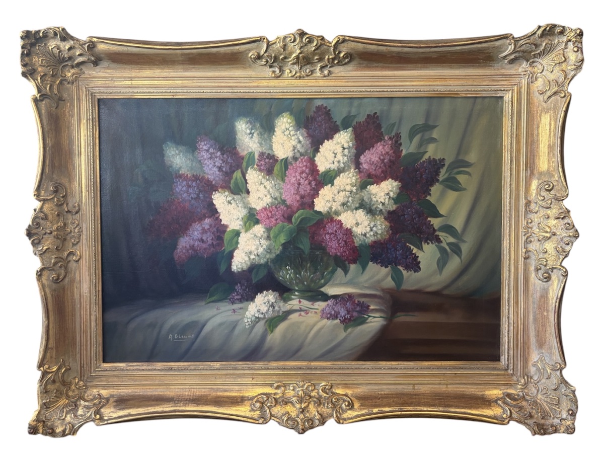 Bouquet Of Lilacs – Oil On Canvas – Large Gilded Frame – Circa 1900