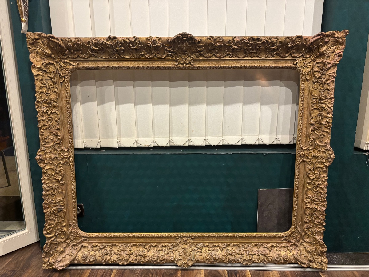 Large 19th-century Gilded Frame – Louis XV Rocaille Style – 166 × 136 Cm-photo-2