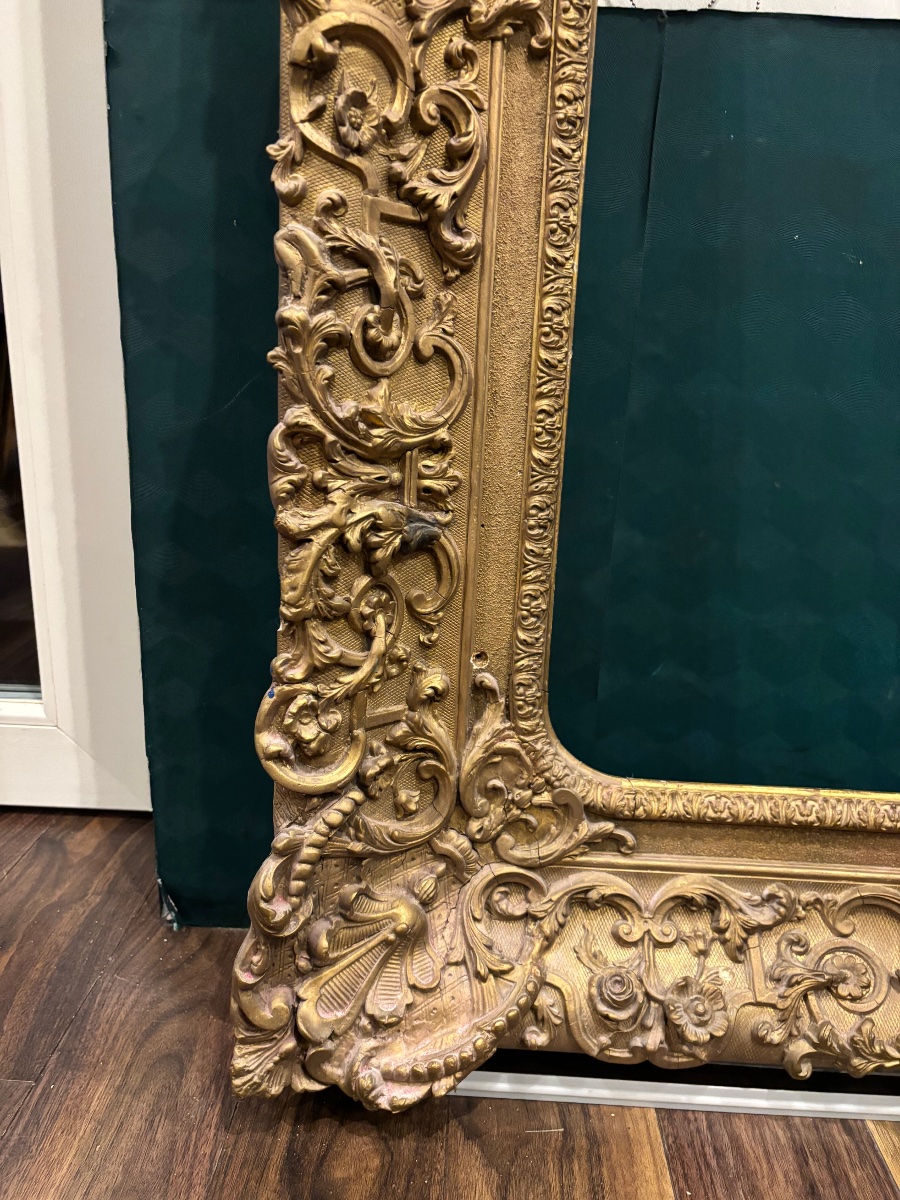 Large 19th-century Gilded Frame – Louis XV Rocaille Style – 166 × 136 Cm-photo-4