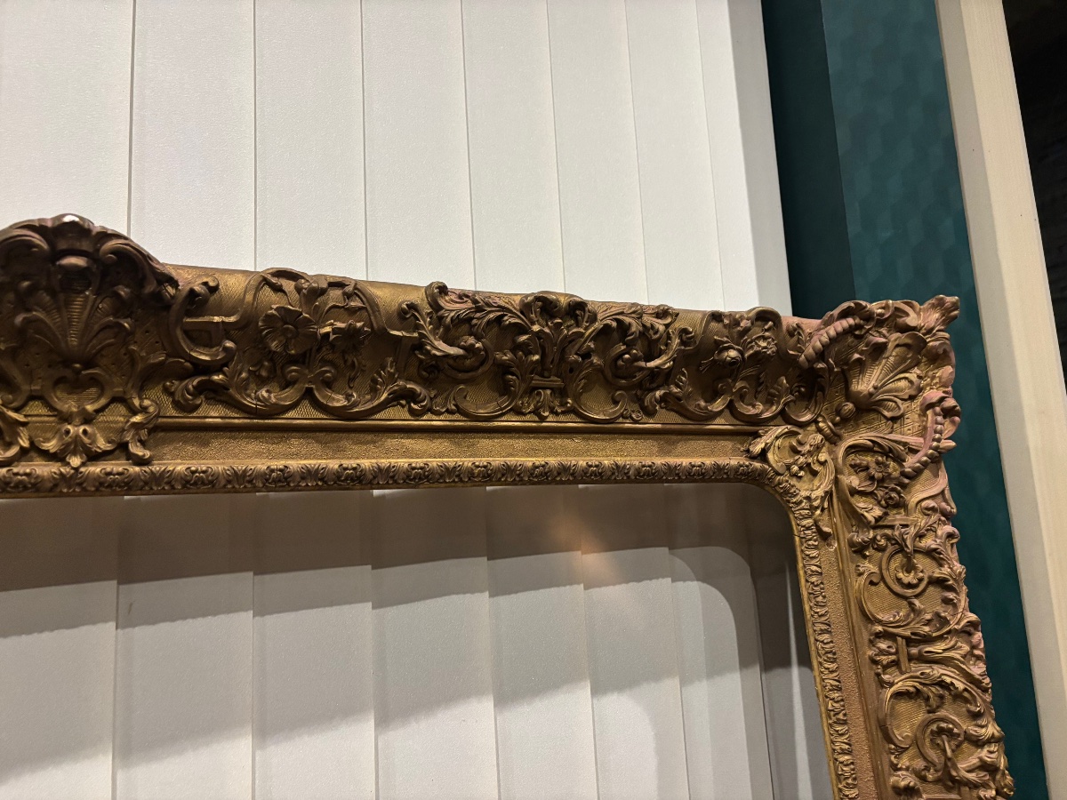 Large 19th-century Gilded Frame – Louis XV Rocaille Style – 166 × 136 Cm-photo-2
