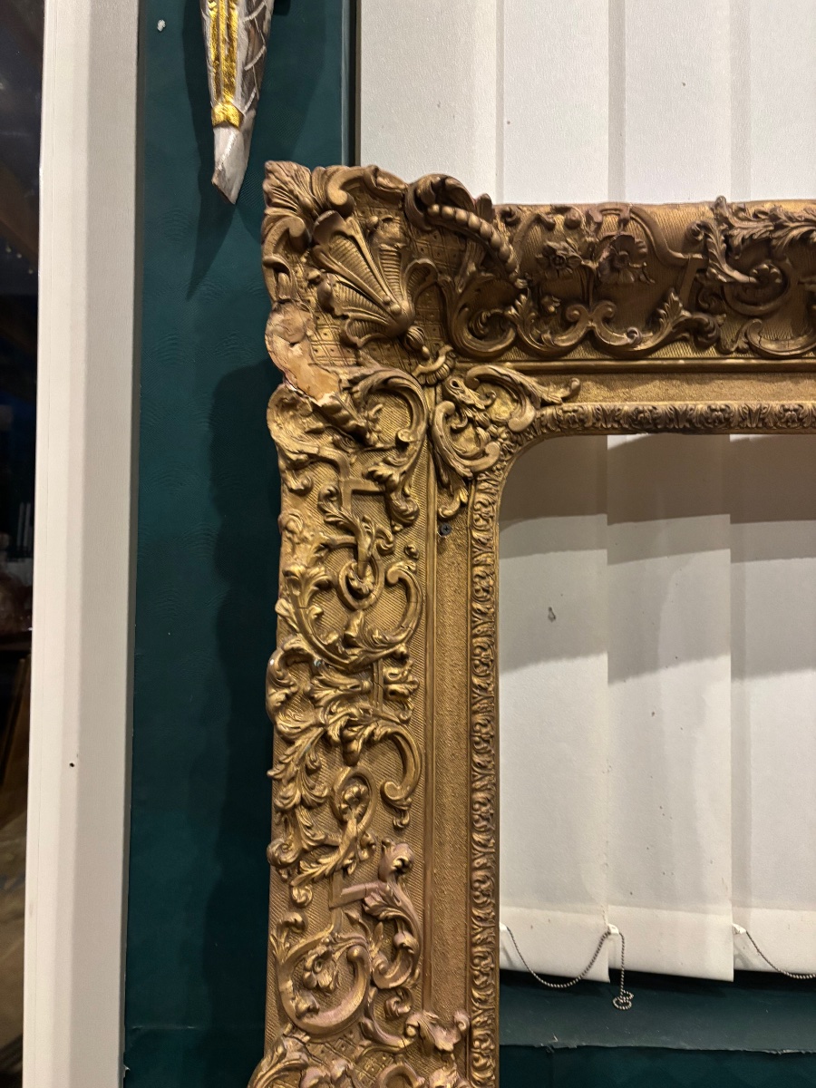 Large 19th-century Gilded Frame – Louis XV Rocaille Style – 166 × 136 Cm-photo-4