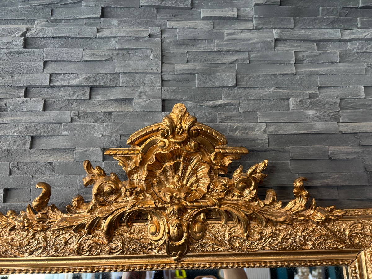 Beau miroir doré de style Louis XV, datant de la fin du XIXe – début du XXe siècle.-photo-2