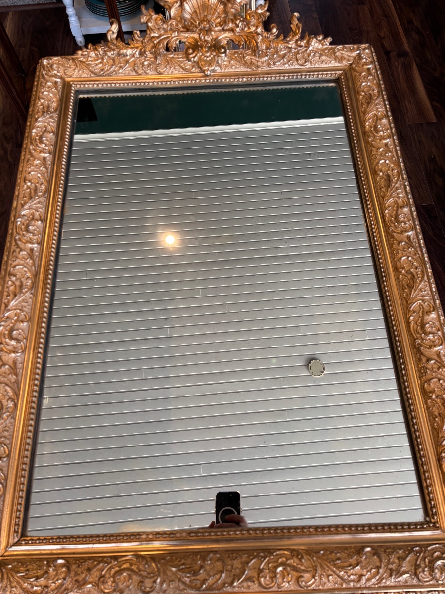 Beau miroir doré de style Louis XV, datant de la fin du XIXe – début du XXe siècle.-photo-5