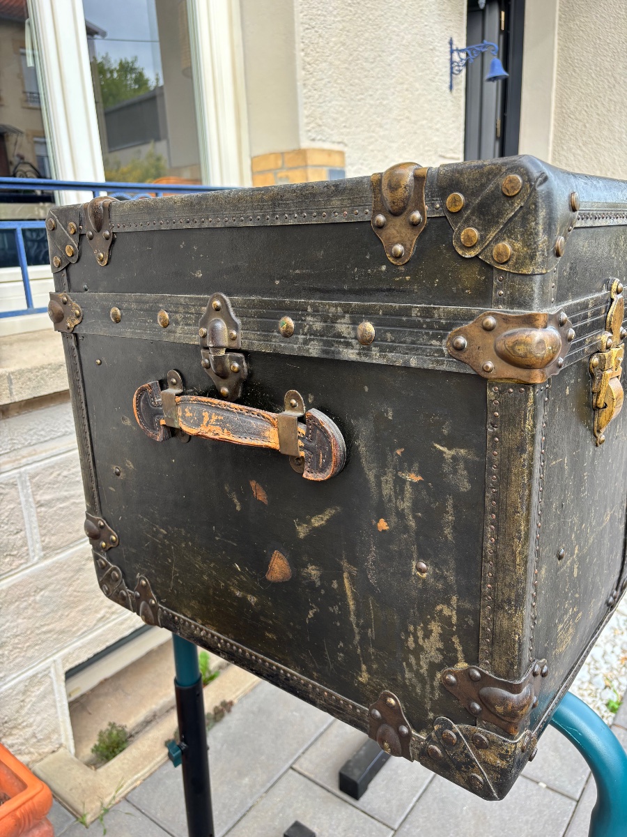 "chemins De Fer De l'Est" Travel Trunk Made Of Coated Canvas – Early 20th Century-photo-4