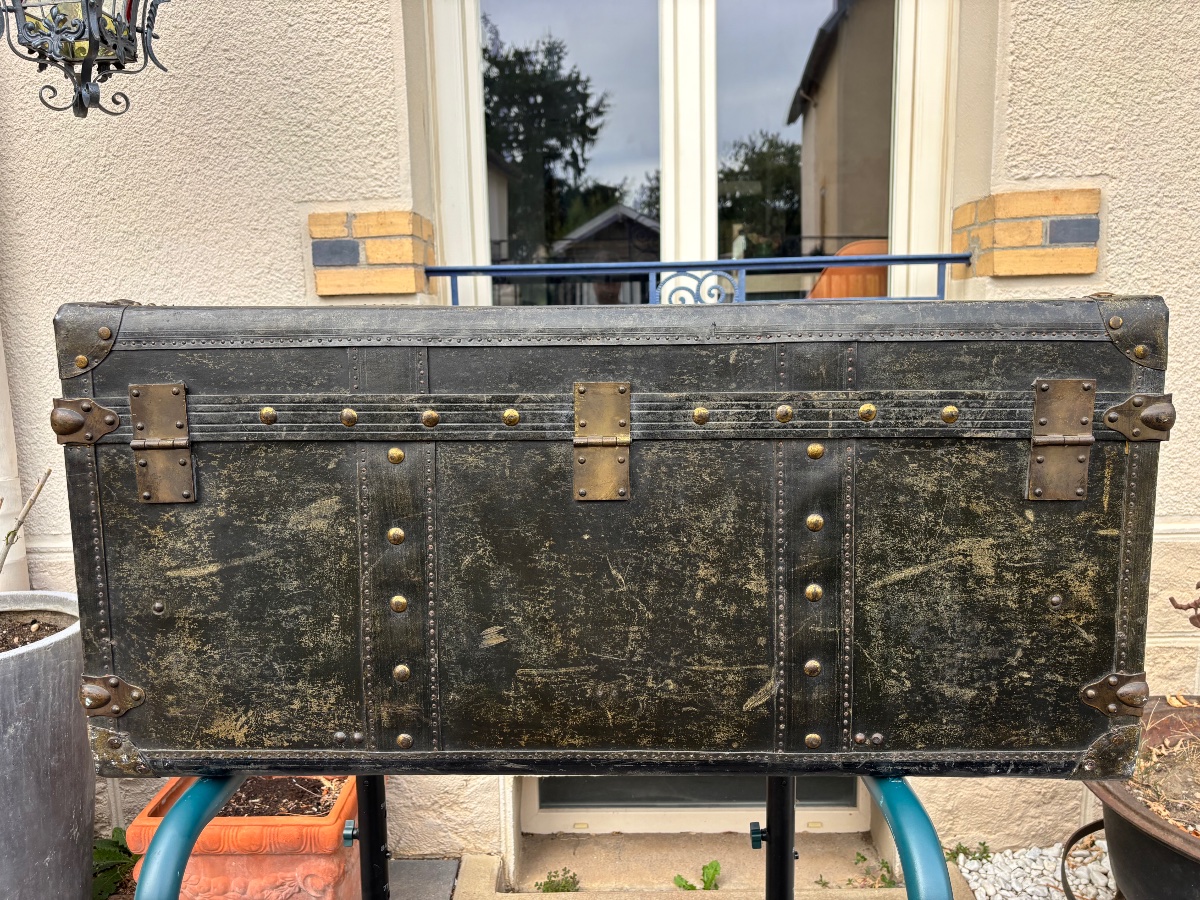 "chemins De Fer De l'Est" Travel Trunk Made Of Coated Canvas – Early 20th Century-photo-4