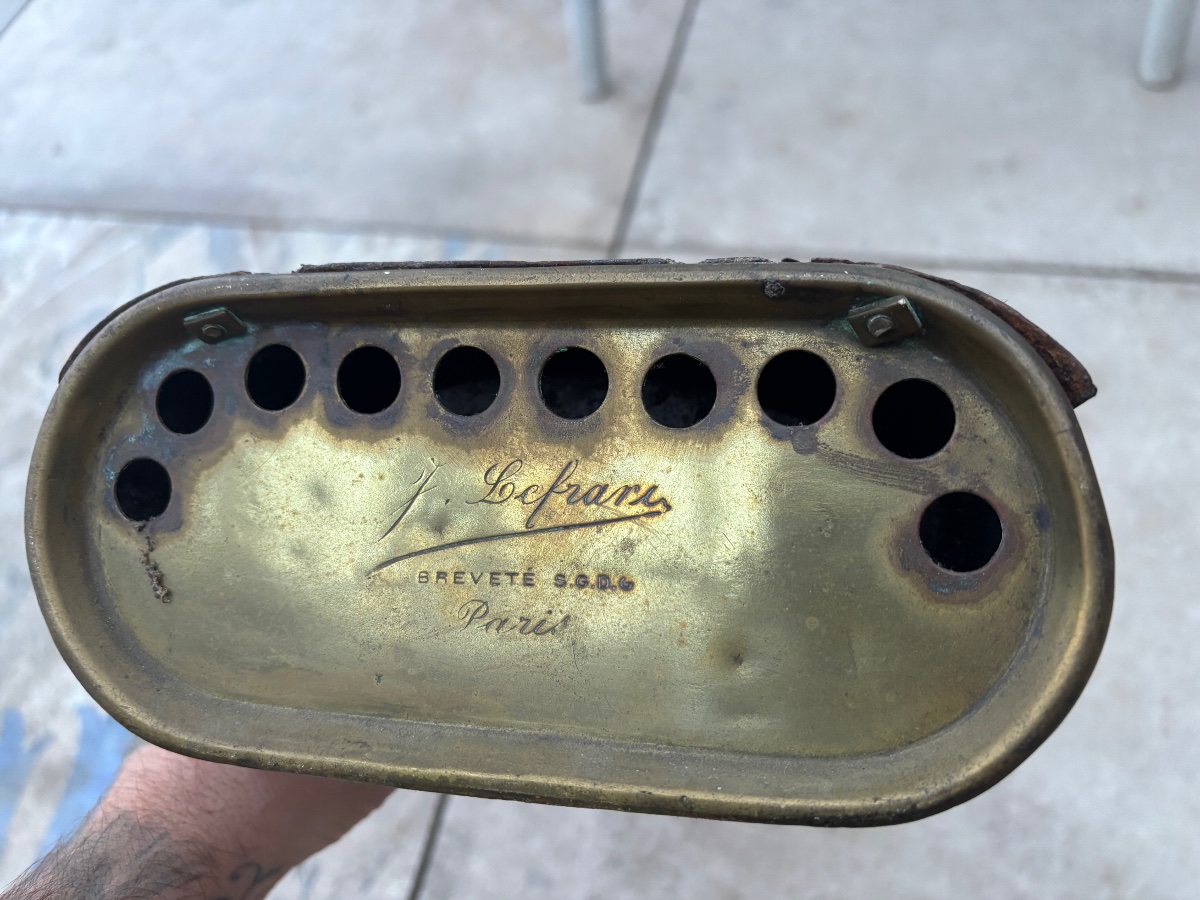 Large Vintage Car Heater Made Of Brass And Fabric - J. Lefranc Paris - Circa 1920-photo-1