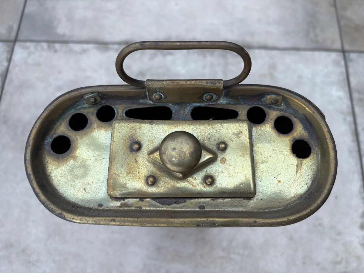 Large Vintage Car Heater Made Of Brass And Fabric - J. Lefranc Paris - Circa 1920-photo-3