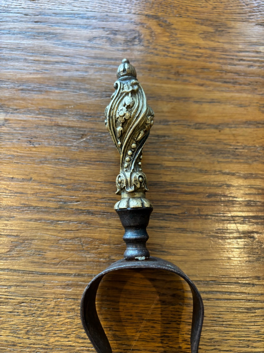 Serviteur de cheminée Napoléon III en bronze et fer – XIXe siècle-photo-1