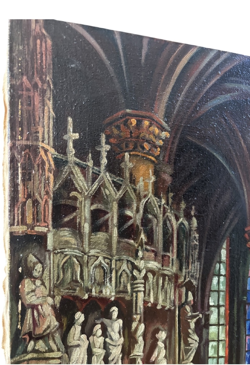 Pierre Duménil (1862–1942) – Chartres Cathedral – Oil On Canvas-photo-3