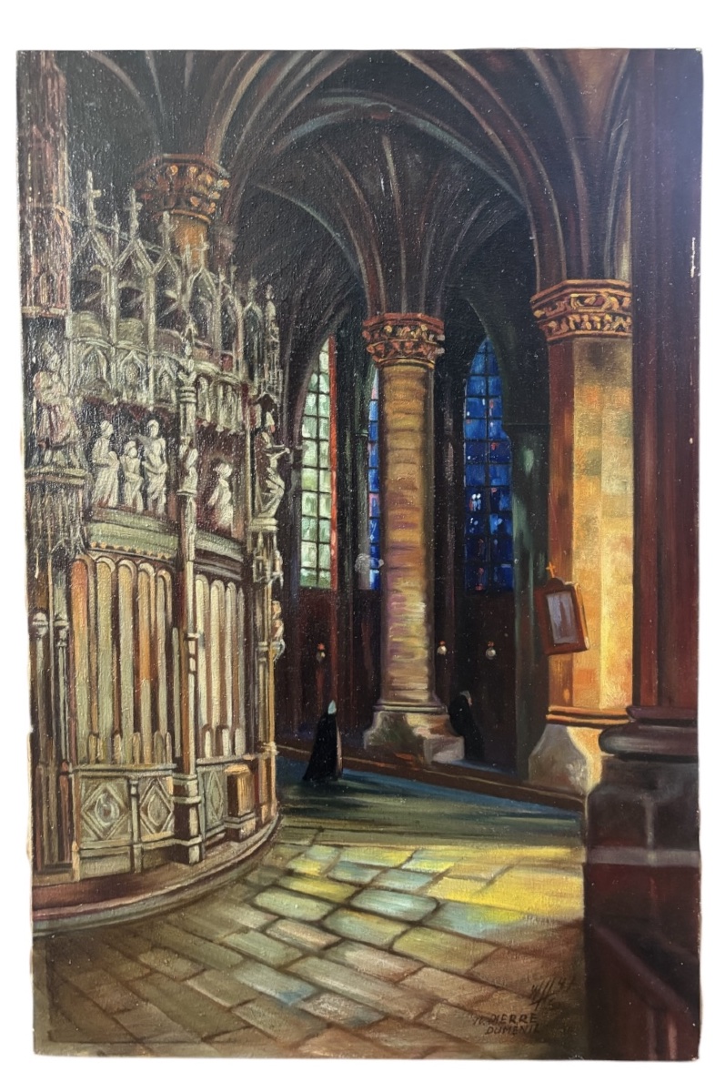 Pierre Duménil (1862–1942) – Chartres Cathedral – Oil On Canvas