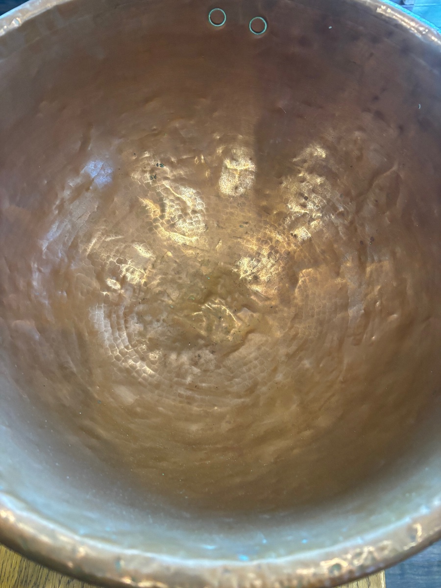 Large Hammered Copper Mixing Bowl / Jam Pot - 19th Century - 3.8 Kg-photo-4